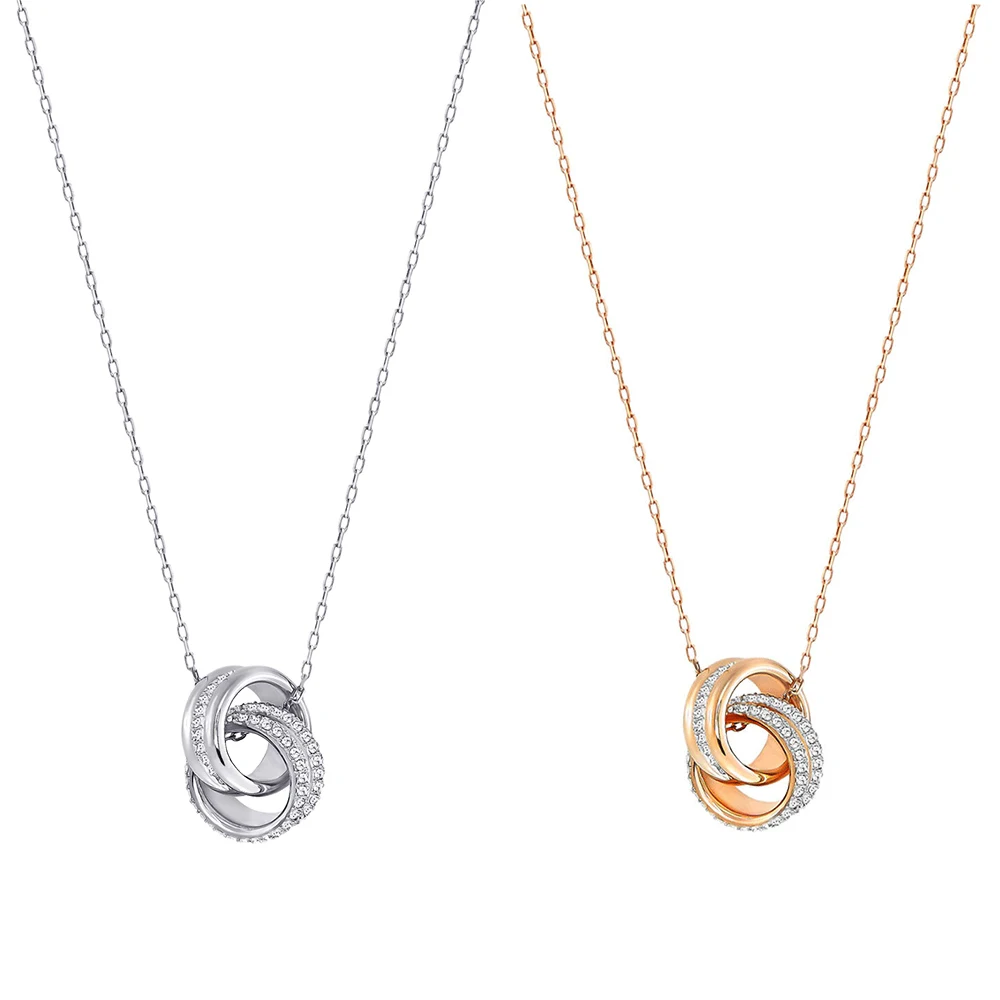 

Kaliyah Swa Fashion Charm 1:1 Original Genuine Still Running Ring Double Clavicle High Quality Ping Chain For Lovers Present