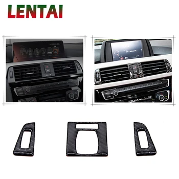 

LENTAI Auto Car Styling Carbon Fiber Center Console Button Frame Sticker For BMW F30 F35 3 Series GT 320i 325i 328i Accessories