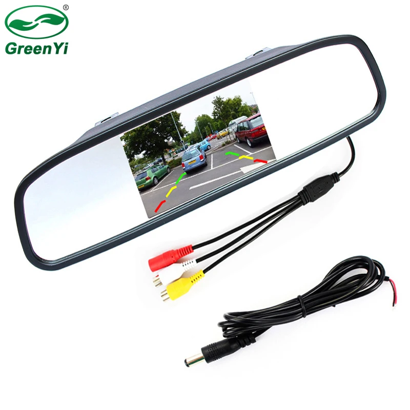 

GreenYi 4.3" TFT LCD Auto Parking Rear View 4.3 Inch Car Mirror Monitor With 2 Video input For Rear View Camera Parking Sensor