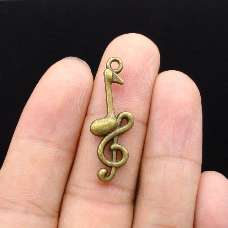 25pcs Antique Silver / Bronze Musical Note Charms Pendant, Treble Clef