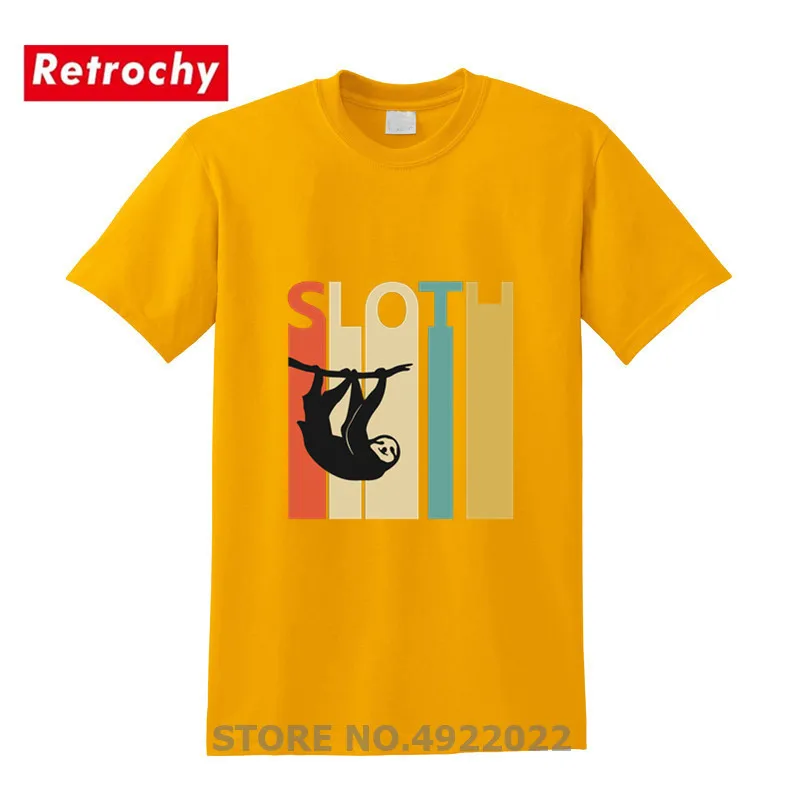 Футболка с принтом ленивый Ленивец в винтажном стиле, футболки с героями мультфильмов для мужчин и женщин, безумный город животных, медленная жизнь, футболка, брендовые футболки для взрослых в городском стиле - Цвет: Gold