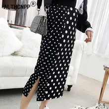 Faldas Mujer Moda Осенняя длинная юбка Женская Корейская винтажная бархатная прямая сплит высокая талия и Бедра Юбка femme