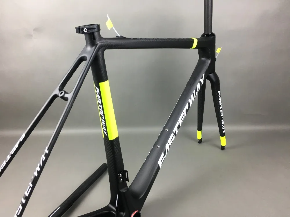 Excellent classic design FASTERWAY PRO full black with no logo carbon road bike frameset:carbon Frame+Seatpost+Fork+Clamp+Headset,free ems 72