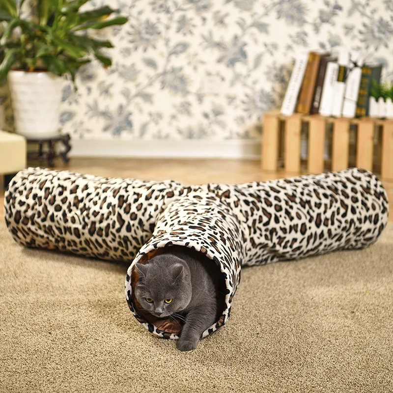 Кошка кролик Leopard 3 способа весело играть Tunnel Crinkle котенок складной массового кошка складной Игрушечные лошадки долго играть туннель