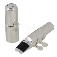 Yibuy 7# B-плоская мундштук саксофона сопрано с крышкой Ligature Серебристая никелированная-p