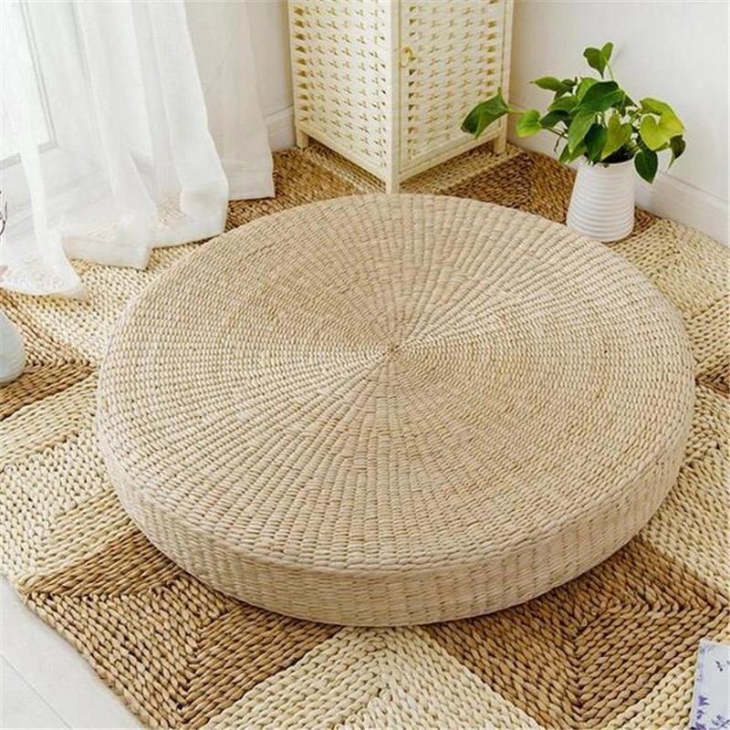 EIF Fei 100/% Natural Straw Braided Zafu Round Pouf Tatami Cushion Floor Cushions Meditation Yoga Round Mat Chair Cushion50cm//19.7inches