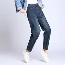 Зима размера плюс женские шаровары джинсы штаны теплые флисовые штаны джинсовые штаны-фонарики зимние стрейч с высокой талией ампир леггинсы