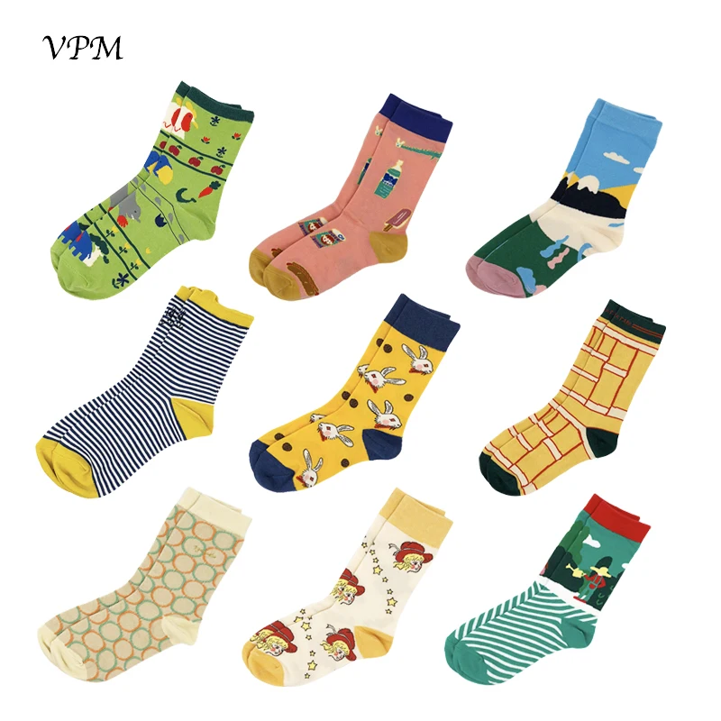 VPM Women's Cotton Socks Funny Cute Korea Kawaii Painting Cartoon Animal Design for Girl VPM Women's Cotton Socks Funny Cute Korea Kawaii Painting Cartoon Animal Design for Girl