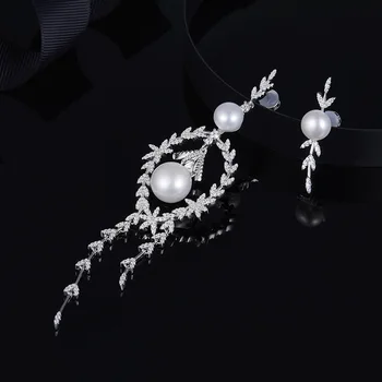 

[MeiBaPJ]Real 925 Sterling Silver Personality Asymmetric Nature Pearl Earrings for Women with AAA High Quality Zircon Jewelry