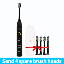 CFAY Электрический Зубная щётка Перезаряжаемые USB IPX7 Водонепроницаемый ультразвуковая зубная щетка таймер 4 шт Сменные головки для взрослых молодых 5 режимов