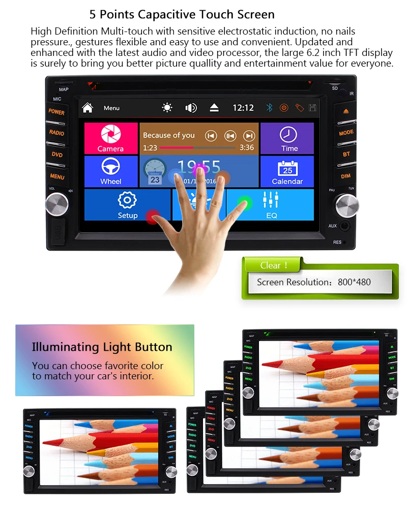 Flash Deal Car Electronics Audio 2 Din Stereo Radio DVD Player Multimedia Head Unit-Touchscreen Bluetooth DVD/CD USB/SD AM/FM MP3 Monitor 5