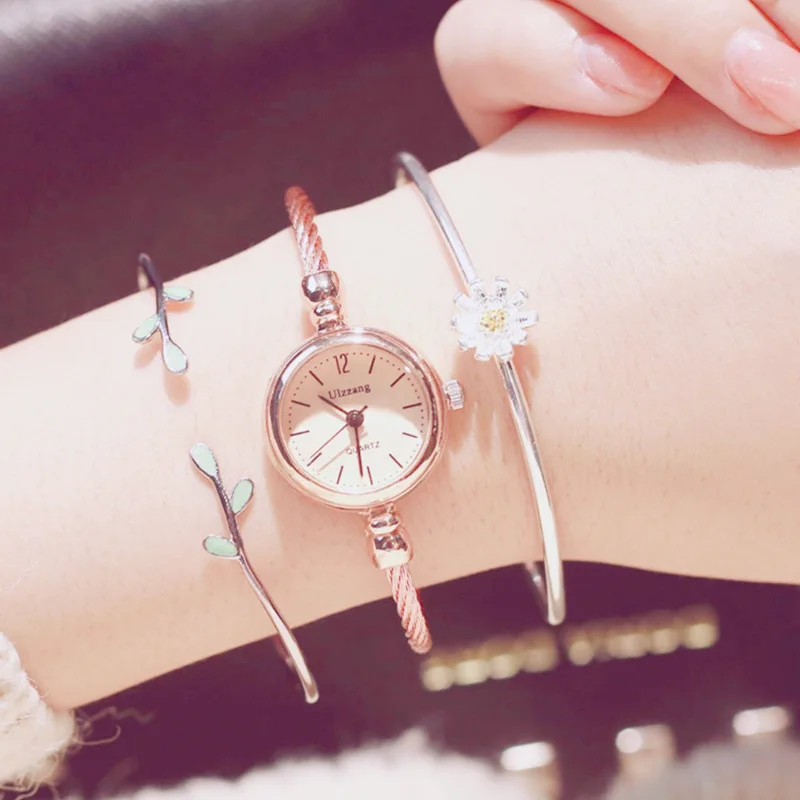 

Open Bracelet Women Watch Fashion Unique Tree Accessories Rose Gold Mini Quartz Wristwatch for Female Casual Simple Stylish Hour