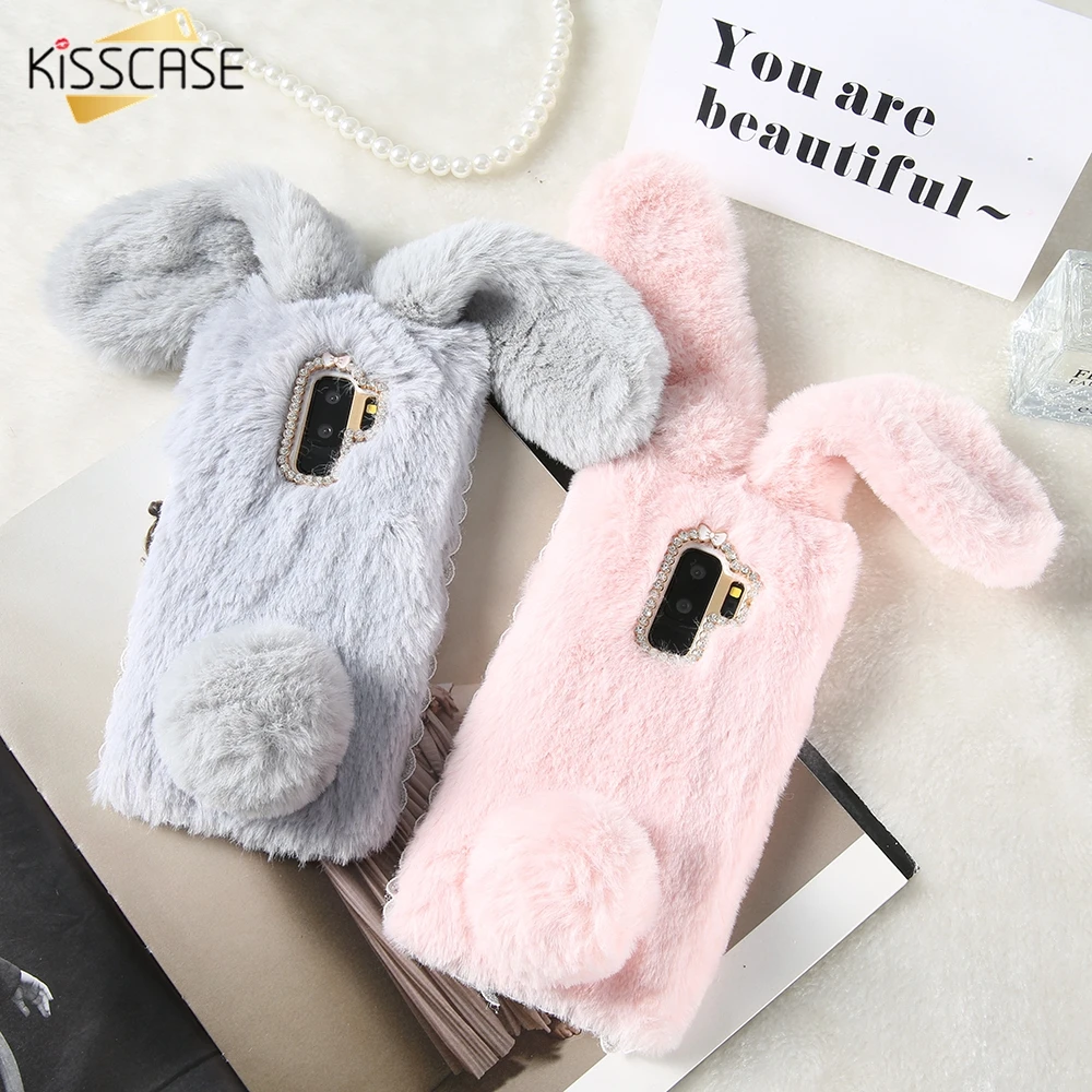 

KISSCASE Luxury Rabbit Fur Case For Samsung Galaxy Note 9 S9 S8 Plus Soft Plush Furry Cute Diamond Cover For Samsung S7 S7 Edge