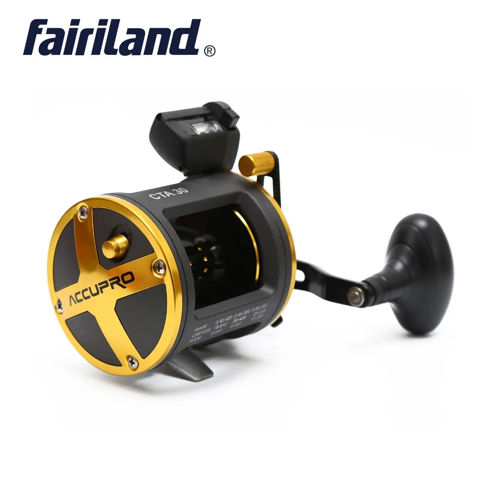 

4BB Drum Trolling Reel with Digital Counter RIGHT HAND 12-18Kg Drag Power Boat Fishing Reel Saltwater reels Aluminum alloy