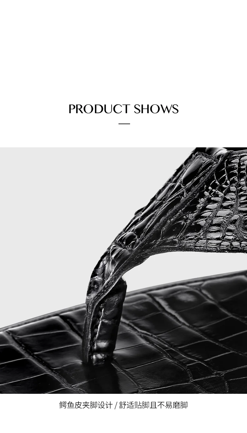 real genuine crocodile skin men summer shoe slipper black color high end quality crocodile belly skin men summer shoe