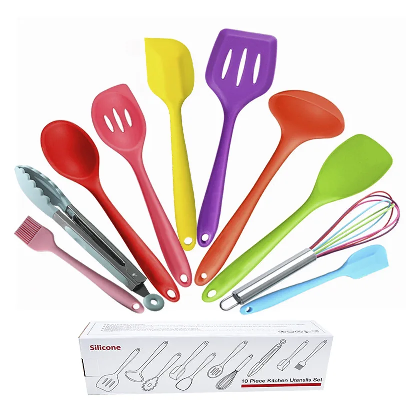 

10 Pcs Kitchenware Silicone Heat Resistant Kitchen Cooking Utensils Non-Stick Baking Tool Cooking Tool Sets