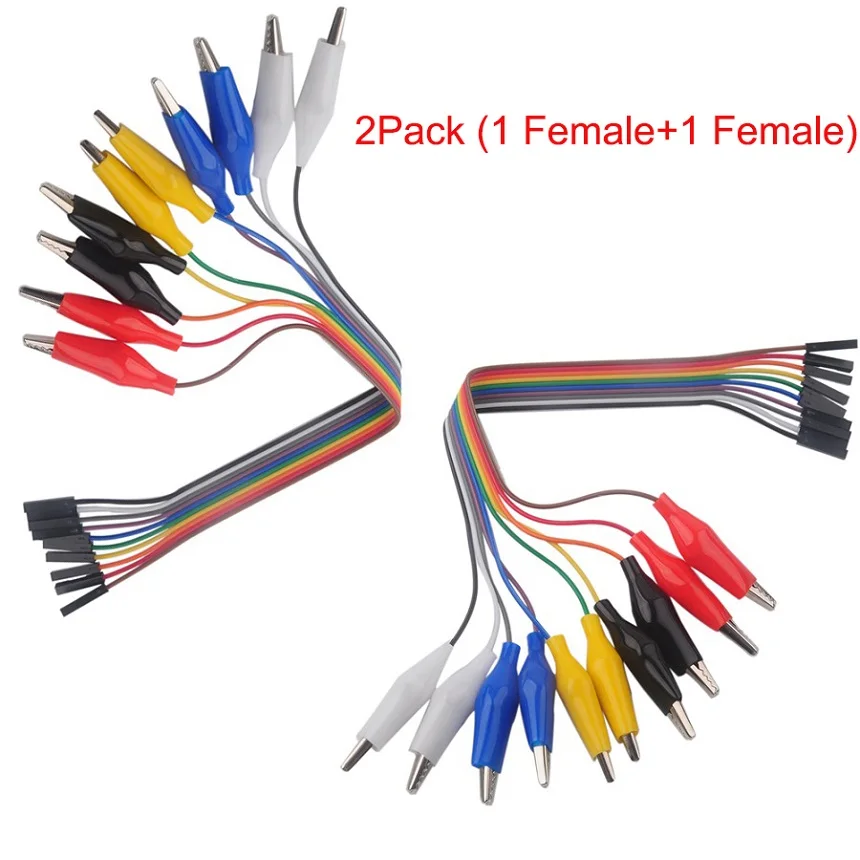 2 в 1 крокодил зажим для Dupont провода 10pin 20 см мужской/женский, крокодил зажим для тестового провода, для Arduino Raspberry pi Makey FZ3340 - Цвет: Bundle 2
