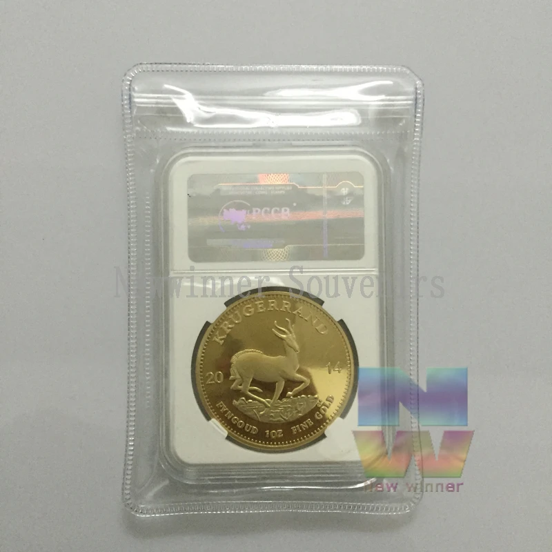 

5pcs/lot 1 oz 24K Gold Clad 2014 South Africa 45th Anniversary of the Krugerrand Proof Coins PCCB Box