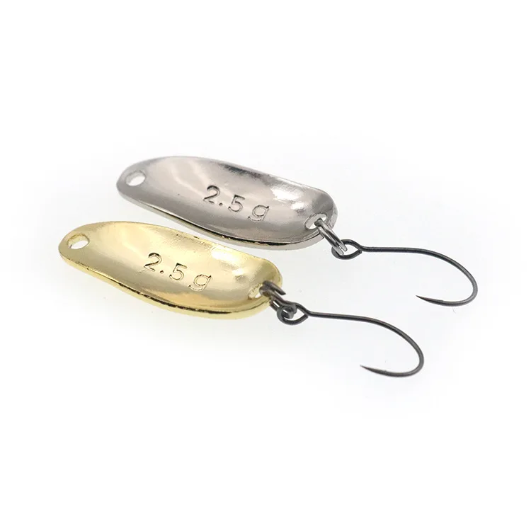 1Pcs Metal Spinner Spoon Fishing Lure Gold Silver Rotating Hard Baits For Trout Pike Peche Feather Treble Hook Tackle
