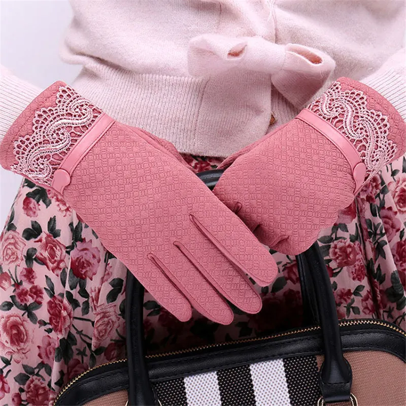 Touch Screen Lady Korean Version Woman Gloves Sweet Lace Wrist Keep Warm Driving Female Mittens 2019 New XSS12 Touch Screen Lady Korean Version Woman Gloves Sweet Lace Wrist Keep Warm Driving Female Mittens 2019 New XSS12