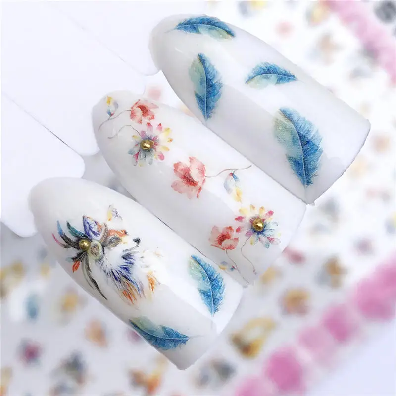 

1 PC 3D Nail Stickers Christmas Cartoon Xmas Adhesive Tips Shiny Decoration DIY Stencil Rainbow Color Manicure