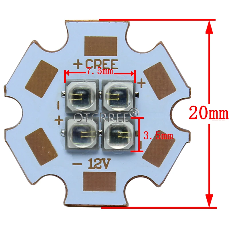 EverLight 3535 4 чипа 4-светодиодный s 3V6V12V 10 Вт инфракрасный ИК 850nm 940nm 730nm высокомощный светодиодный Диод с 20 мм медной печатной платой