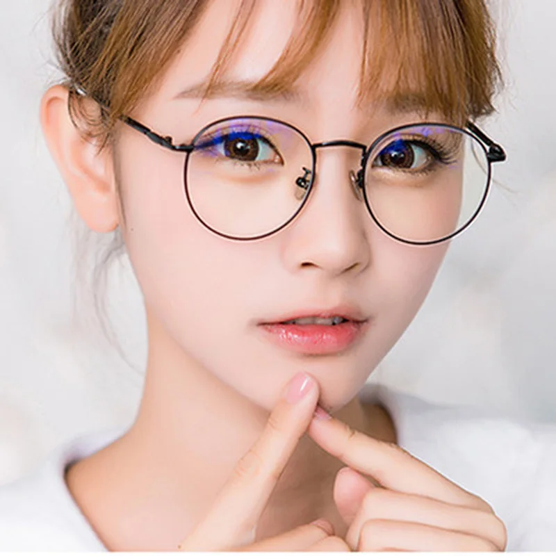 

Computer Round Frame Print Glasses Women Rays Radiation Eyewear Frames Metal Unisex Anti Blue Light Glasses Men Optical