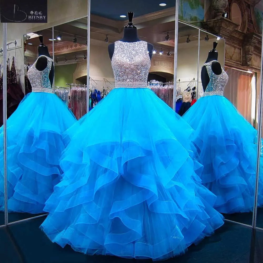 Long-Sparkly-Prom-Dress-2018-Puffy-Ball-Gown-Heavy-Beaded-Crystals-Floor-Length-Backless-African-Blue