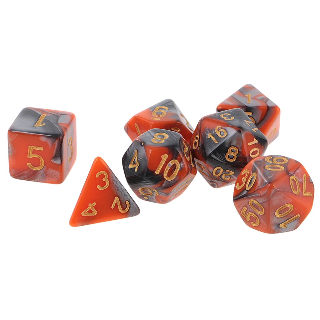 New 7PCS Two Colors Polyhedral Dice 16mm for Dungeons and Dragons Table Games Party Colorful Accessories for Board Game