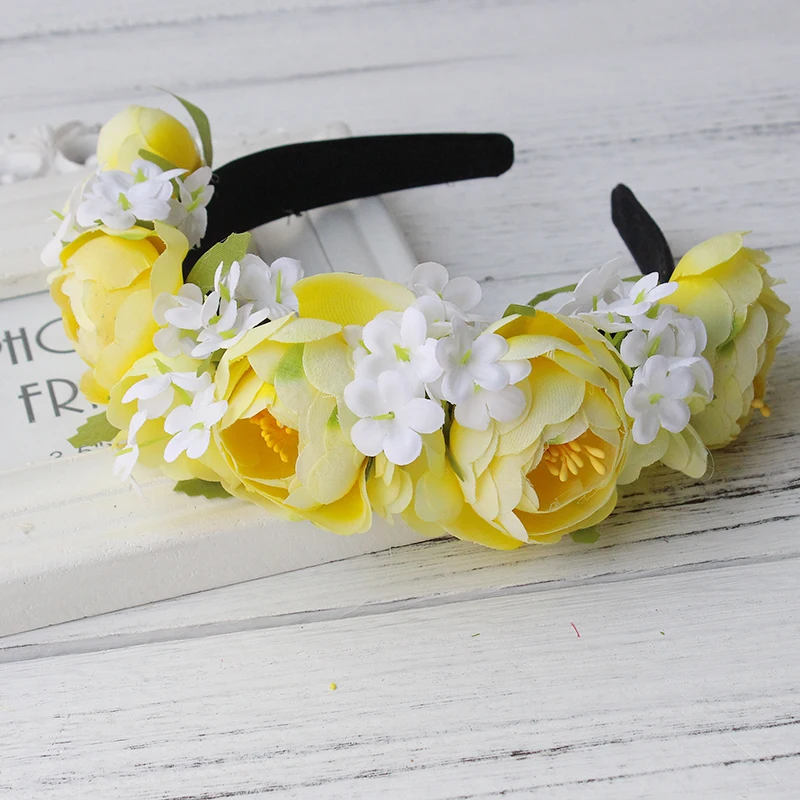 

New Hello Colorful paper Rose Flower Hairband Baby Hair Band Children Hair Accessories Girls Flower Scrunchy festival gift