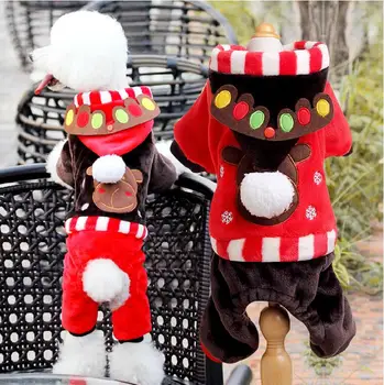 

Size XXS Christmas Clothes for Cat Dog Pet X'mas Dog Cat Custome Fleece Coat Pet jumpsuit Overalls Clothing For Small Cat