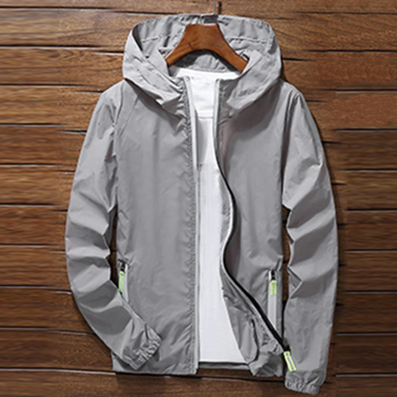 Oversize Men Windproof Cycling Jackets Male Male's Zip Thin Coat 2018 Autumn Sport Outdoor Hooded Waterproof Jackets Sportwear