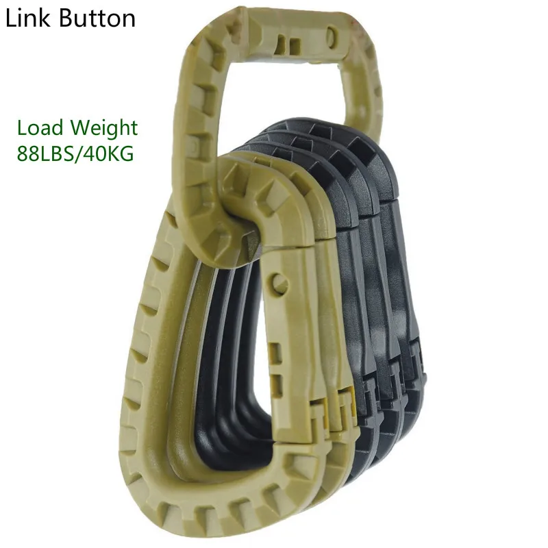 88LBS/40KG Load Weight Plastic Steel Link Button Nylon Button Tactical Outdoor Clasp Mountaineering Button Outer Key D Buckle afbeelding