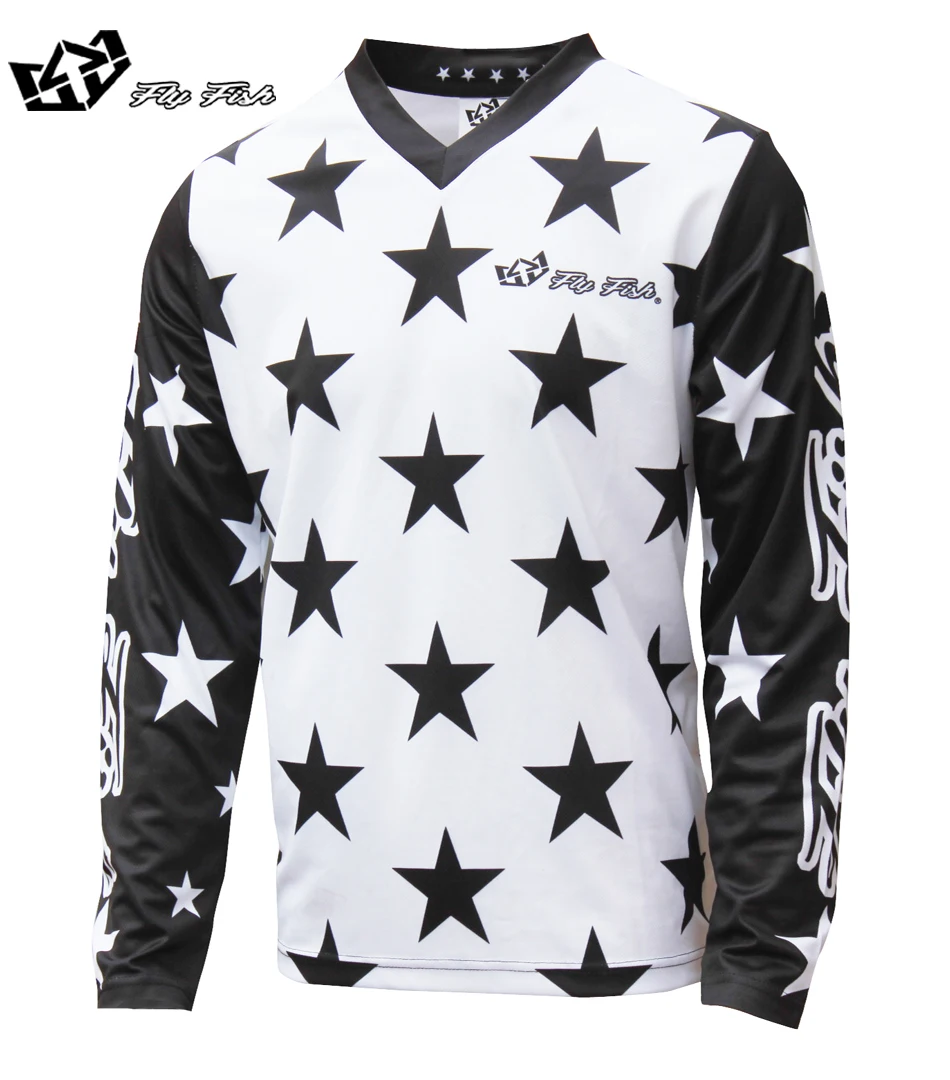

FLY FISH Racing GP Mens Jersey STAR White / Black MX MTB Off Road Mountain Bike DH Bicycle moto Jersey DH BMX motocross jersey