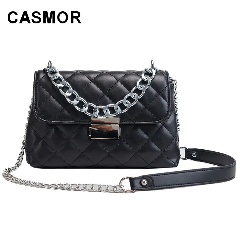 

CASMOR Brand Women 39S Shoulder bag Famous Designer Leather Ladies Fashion bag 2019 Evening Mini Chains Diamond Lattice Handbag