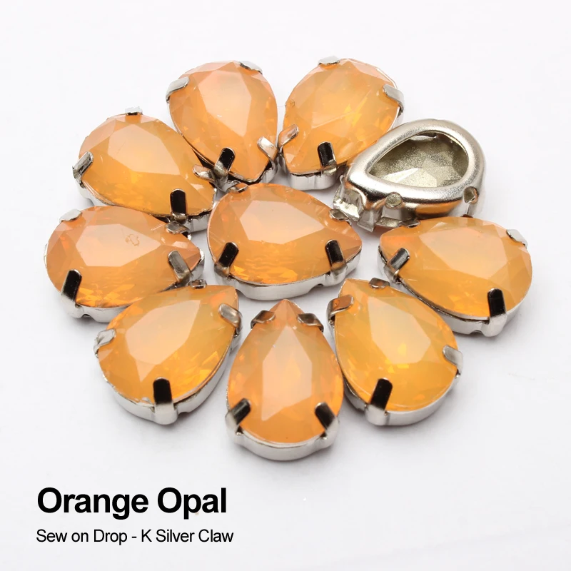 Water drop Resin Stones 7X10mm/10X14mm/13X18mm Orange Opal Sew on K