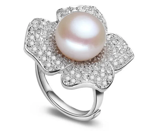 

ADJUSTABLE Freshwater Pearl Ring 11-12mm Super Big Size Flower Jewellery Fashion Finger Ring Hot for Women