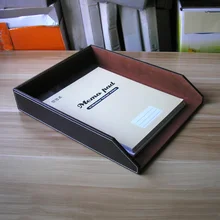 13.5x10.5 leather office desk file document tray container storage box case organizer holder brown 225B 3 layers moving document file tray holders desk set book holder organizer a4 office school supplies desk accessories