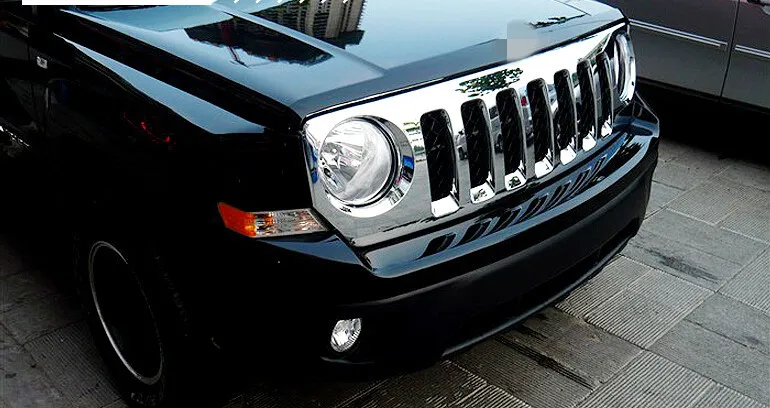 

Chromed ABS Front grille grill protector cover frame Integral 1pcs For Jeep Patriot 2015 2014 2013 2012 2011