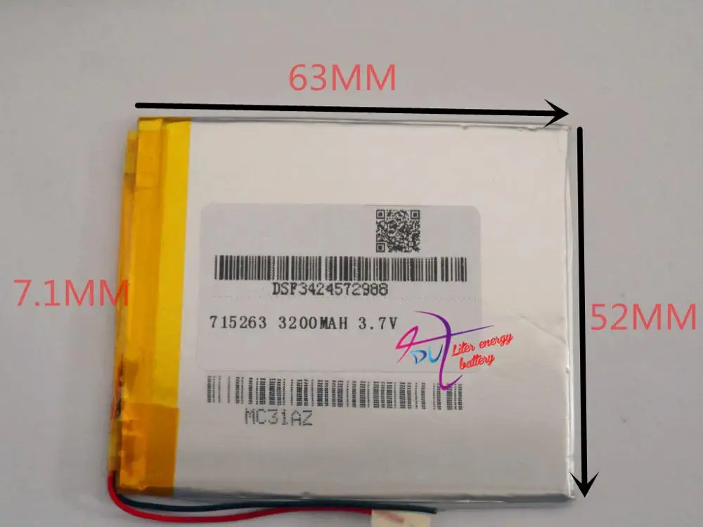 

tablet battery Size 715263 3.7V 3200mah tablet battery with Protection Board For PDA Tablet PCs Digital Products