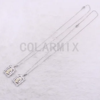 

Fashion Rectangle zircon pendant necklace high quality pendant necklace wholesale Silver color jewelry necklace 3843