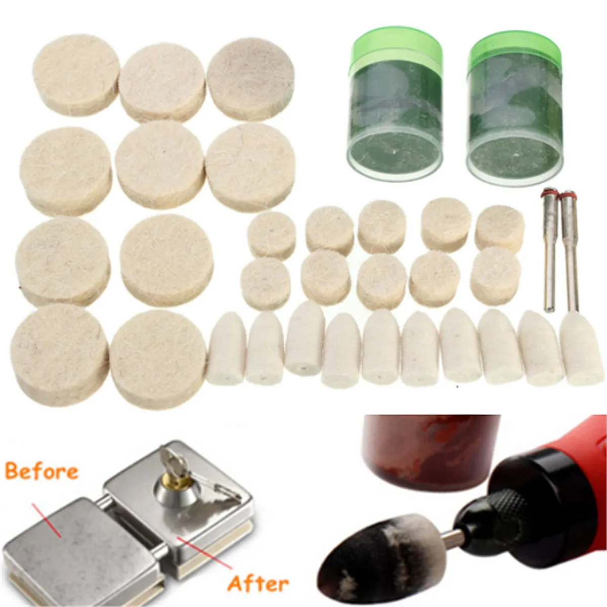 Best Promotion 34Pcs Soft Felt Polishing Buffing Burr Wheel Kit For