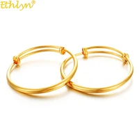 Ethlyn 2pcs/lot  Classical Smooth Lucky Baby Newbaby Gold Color Kids Adjustable Bangle Bracelet Best Children Gifts  B147 2