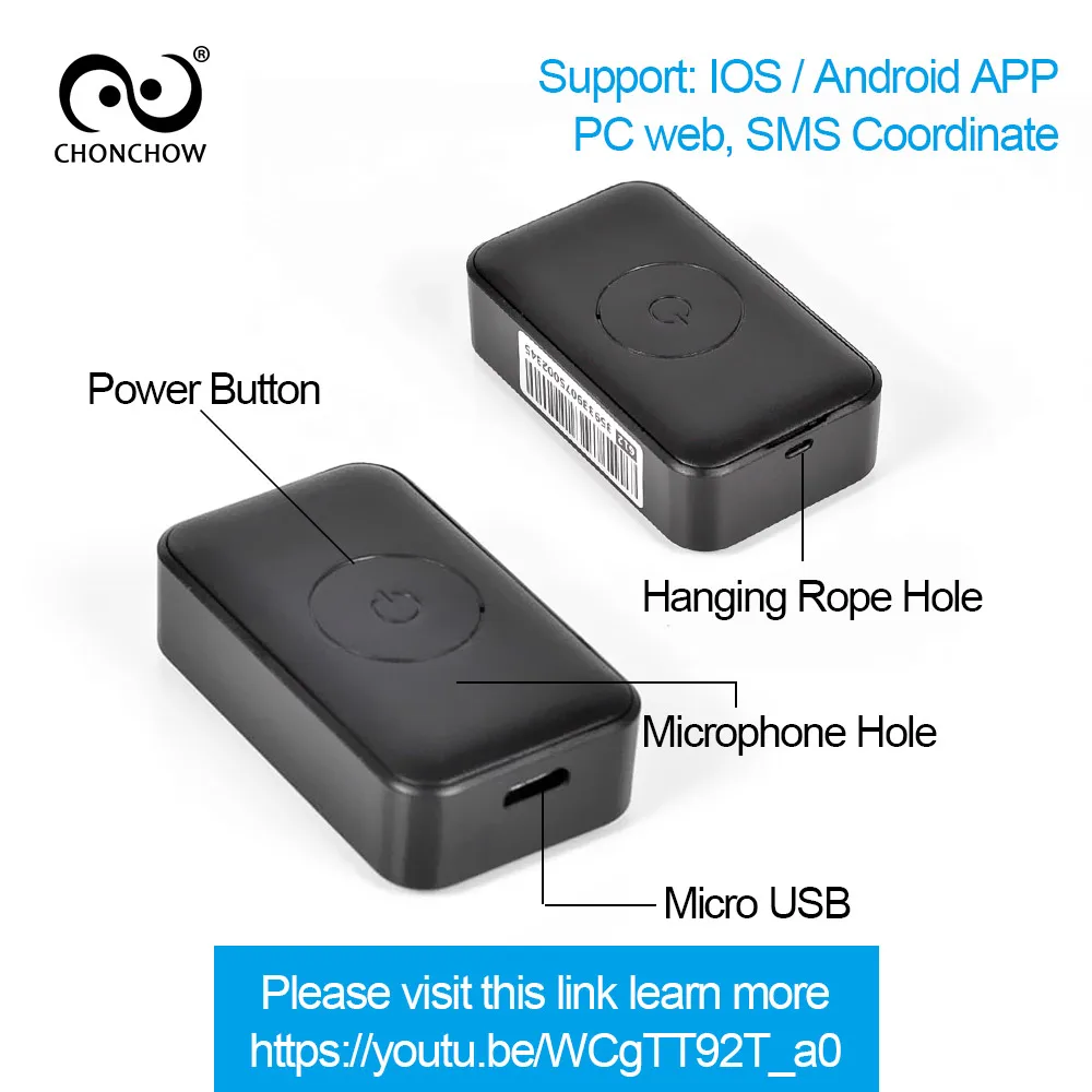 ChonChow Mini GPS Tracker Children 7 Days Work Time GPS/WIFI/LBS Micro Gps Tracker Bike Moto GSM GPS Locator Mini Tracker
