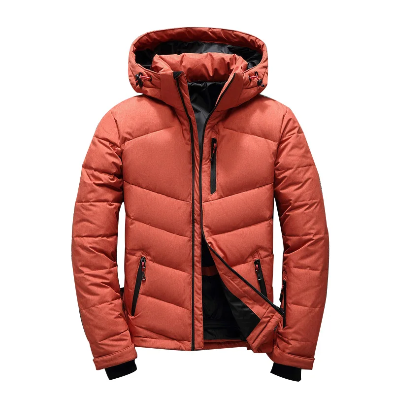 Новинка, фирменные зимние мужские теплые плотные повседневные пальто из 90% утиного пуха, ветрозащитные отстегивающиеся мужские пуховики с капюшоном - Цвет: orange