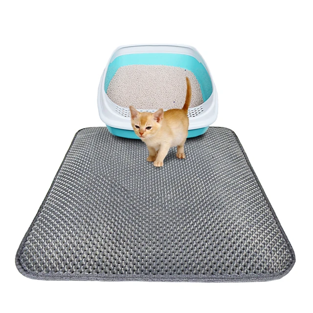 Cat Litter Mat EVA Double-Layer Cat Litter Trapper Mats with Waterproof Bottom Layer kattenmand – Black