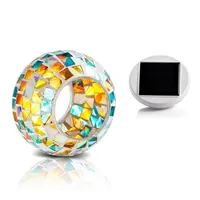 Solar Powered Mosaic Glass Ball Garden Lights, Color Changing Solar Table Lamps, Solar Outdoor Lights for Parties Decorations 2