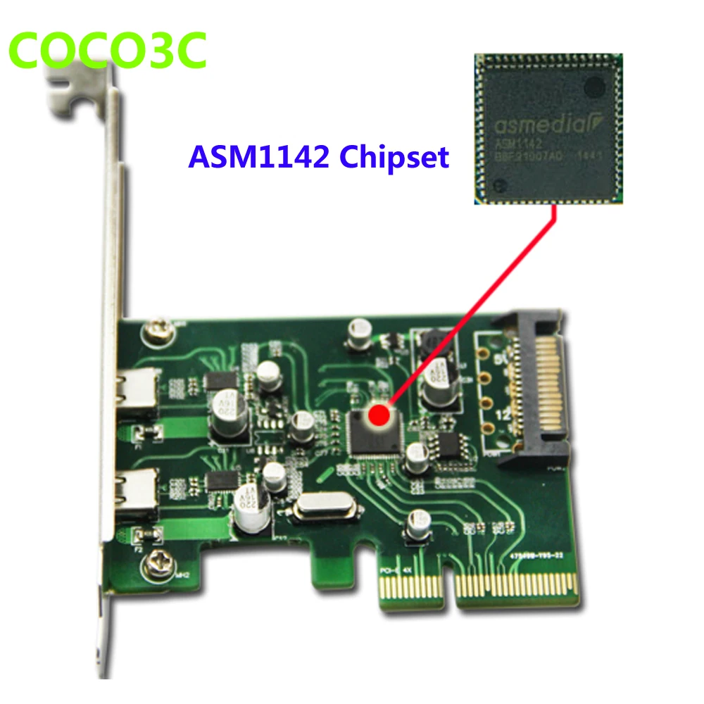 

Desktop 2 ports USB 3.1 Type-C PCI express Card + PCIe low profile bracket pci-e 4x to usb3.1 Type C adapter 10Gbps USB-C