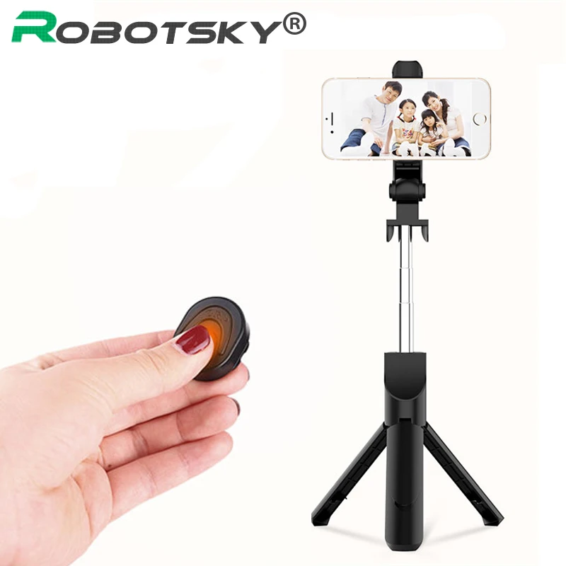 

Robotsky Bluetooth Wireless Selfie Stick Extendable Tripod Remote Control Shutter Stick For iPhone Samsung