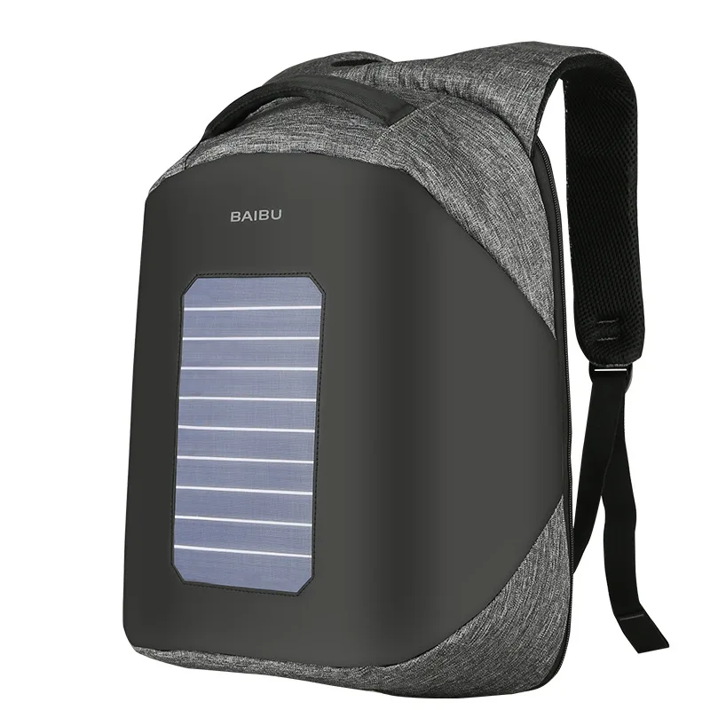 BAIBU солнечный usb зарядный рюкзак для мужчин 15," деловой Рюкзак Для Ноутбука Мужской рюкзак для путешествий ранец Противоугонный рюкзак - Цвет: Серый